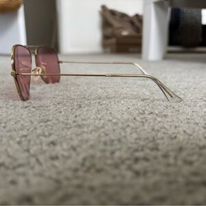 RayBan Special Series Gold Frame Aviator Sunglasses with Pink Lenses